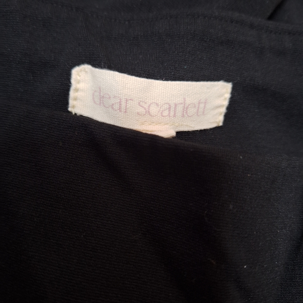 Dear Scarlett Pull On Black Stretch Trousers Lines Down Side With Ankle Slits - Picture 4 of 5